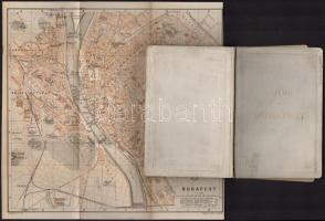 cca 1900 Guide to Budapest, francia nyelvű útikalauz, kihajtható Budapest térképpel, 16 db Divald Ká...