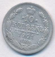 Orosz Birodalom 1901. 10k Ag T:2,2-
Russian Empire 1901. 10 Kopeks Ag C:XF,VF
Krause Y#20a.2