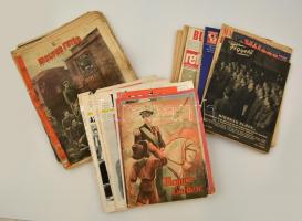 Nagy nyomtatvány tétel. újságok, közte a Magyar Futár töredékeivel és más érdekességekkel