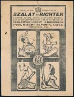 1929 Szalay és Richter fegyver, lőszer, sport, vadászati, mechanikai és elektrotechnikai cikkek reklám levelezőlapja, okmánybélyeggel, kis szakadással, 15,5x11,5 cm