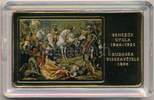 2014. "A magyar festészet remekművei / Benczúr Gyula 1844-1920 - Budavár visszavétele 1896" aranyozott, multicolor Cu emlékérem, tanúsítvánnyal (35x60mm) T:PP