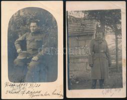 cca 1915-1917 4 db katonai fotó ill. fotólap, köztük 1 db modern előhívás, különböző méretben