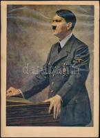 cca 1935 Adolf Hitler nagyméretű propaganda nyomtatvány, kartonra ragasztva, 26,5x19 cm