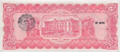 Mexikó / Forradalom / Chihuahua 1915. 5P hátoldalán fekete felülbélyegzés T:II,II-
Mexico / Revolut...