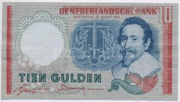 Hollandia 1953. 10G T:III ragasztónyom Netherlands 1953. 10 Gulden C:F gluemark  Krause 85