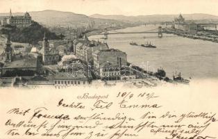 1897 (Vorläufer!) Budapest I. Látkép a Tabán felől, Döbrentei tér, Szenes Ede üzlete (EK)