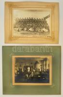 cca 1915 Katonai fényképek, 2 db vintage fotó kasírozva, az egyik feliratozott, 15x22 cm, karton 25x33 cm és 29x35 cm