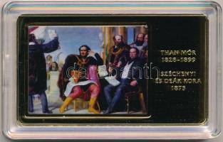 2014. "A magyar festészet remekművei / Than Mór 1828-1899 / Széchenyi és Deák kora 1875" aranyozott, multicolor Cu emlékérem, tanúsítvánnyal (35x60mm) T:PP