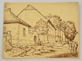 Sostarics Lajos (1896-1968): A kiscelli Schmidt-kastély, tus, papír, jelzés nélkül, 21×30 cm