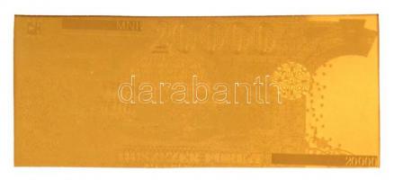 ~2016. 20.000Ft aranyozott bankjegy replika, "Magyar Arany Bankjegy" feliratú ablakos kart...