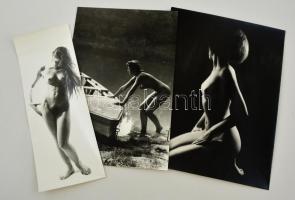 cca 1970 Szolidan erotikus akt felvételek, 3 db nagyméretű vintage fotó, 40x30 cm és 40x15 cm között / 3 erotic photos