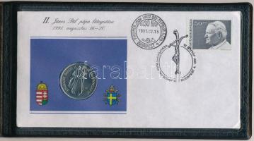 1991. 100Ft Cu-Ni "II. János Pál pápa látogatása Magyarországon" érmés borítékban, első na...