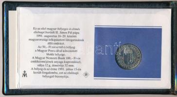1991. 100Ft Cu-Ni "II. János Pál pápa látogatása Magyarországon" érmés borítékban, első na...