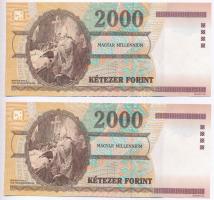 2000. 2000Ft "Millenium" (2x) sorszámkövetők T:I,I-