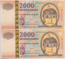 2000. 2000Ft "Millenium" (2x) sorszámkövetők T:I,I-