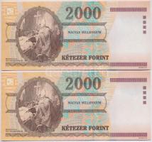 2000. 2000Ft "Millenium" (2x) sorszámkövetők T:I,I-