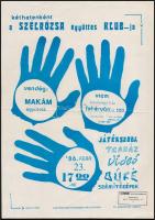 1986 Budapest Fehérvári út 120. VMSZ közösségi ház, Szélrózsa Együttes Klubjának plakátja, Makám együttes, hajtott, 42x30 cm