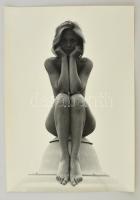 cca 1985 Zárkózott, jelzés nélküli vintage fotóművészeti alkotás, kiállítási emlékpecséttel, 40x30 cm