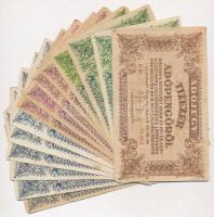 1946. 10.000AP + 1946. 50.000AP (3x) közte egy sorszámos + 100.000AP (5x) közte három sorszámos + 1946. 500.000AP (6x) közte egy sorszámos T:III,III-
