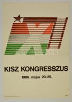 1986 Hérics Nándor (1956-): A KISZ XI. kongresszusának plakátja, jelzett, hajtott, 66x47 cm
