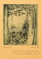 Kass János (1927-2010): Mózes.Próba nyomat, papír, jelzett, üvegezett keretben, 17×15 cm