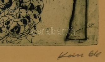 Kass János (1927-2010): Mózes.Próba nyomat, papír, jelzett, üvegezett keretben, 17×15 cm