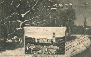 Selmecbánya, Banska Stiavnica; Óvár, téli kerettel, Joerges özvegye és fia kiadása / castle with winter frame (r)
