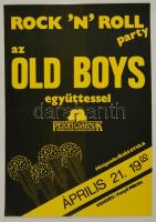 cca 1986 Petőfi Csarnok, Old Boys együttes koncert plakát, vendég: Fenyő Miklós, hajtott, 68,5x48 cm