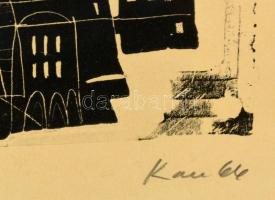 Kass János (1927-2010): Káin. Próba nyomat, papír, jelzett, üvegezett keretben, 23,5×15 cm