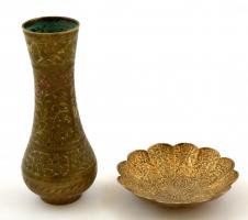 Indiai réz tálka és váza, m: 15,5 cm, d: 11 cm