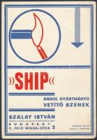 Ship angol gyártmányú vetítőszén reklám prospektus