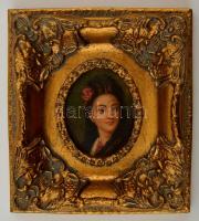 Olvashatatlan jelzéssel: Női portré. Olaj, fa, keretben, 10,5×8 cm