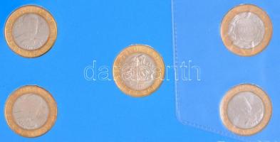 San Marino 1997-2001 1000L (5xklf) forgalmi emlékérmék gyűjtői lapon, kétgyűrűs mappában T:1-