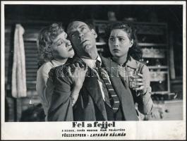 1954 Filmfotók a "Fel a fejjel" című magyar filmből, 4 db, Latabár Kálmán, 18x24 cm
