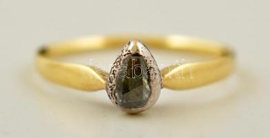 Arany(Au) 14K gyűrű gyémánt kővel ezüst foglalatban, jelzett, méret: 54, bruttó: 1,3 g