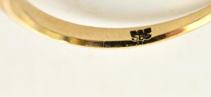 Arany(Au) 14K gyűrű gyémánt kővel ezüst foglalatban, jelzett, méret: 54, bruttó: 1,3 g