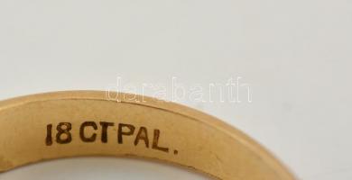 Arany(Au) 18K gyűrű gyémánt kővekkel, jelzett, méret: 55, bruttó: 3 g