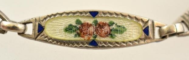 Zománcozott virágos bizsu karkötő, h: 17,5 cm
