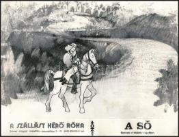 cca 1970 Filmfotók "A szállást kérő róka" című magyar mesefilm összeállításból, 5 db, 18x24 cm