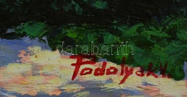 Podolyák Vilmos (1943-): Délutáni séta. Olaj, karton, jelzett, 25×35 cm