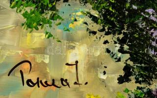 Pancza Ildikó (1984-): Mediterrán utca. Olaj, farost, jelzett, 30×40 cm