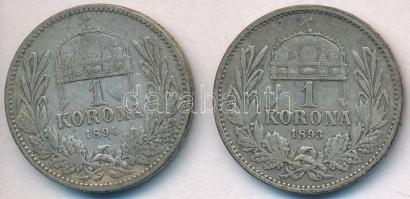 1893KB-1894KB 1K Ag "Ferenc József" (2xklf) T:2,2-