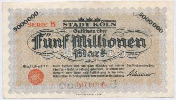 Németország / Weimari Köztársaság / Köln 1923. 5.000.000M szükségpénz T:II,II- Germany / Weimar Republic / Köln 1923. 5.000.000 Mark necessity note C:XF,VF