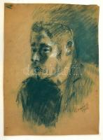 Csapó Márton (1889-?): Férfi portréja, vegyes technika, papír, jelzett, felcsavarva, 45×32,5 cm