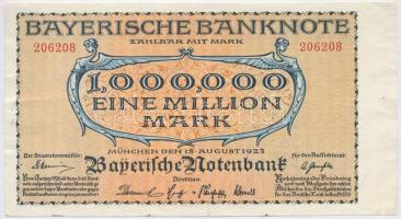 Németország / Weimari Köztársaság / München 1923. 1.000.000M szükségpénz T:III Germany / Weimar Republic / München 1923. 1.000.000 Mark necessity note C:F