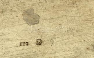 Ezüst (Ag.) monogramos cukor doboz, kulcs nélkül, jelzett, mesterjeggyel, jó állapotban, kis fogóval...