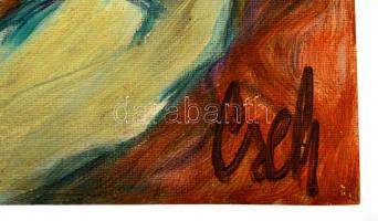 Cseh jelzéssel: Szerelmesek. Olaj, papír, 32×41 cm