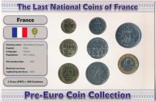 Franciaország 1974-1997. 5c-10Fr (8xklf) forgalmi szett "Franciaország utolsó nemzeti pénzei" T:2,2- France 1974-1997. 5 Centimes - 10 Francs (8xdiff) coin set "The Last National Coins of France" C:XF,VF