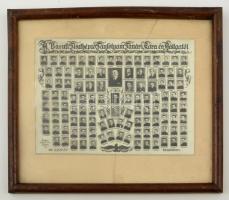 1935 a Vasúti Tisztképző Tanfolyam tanári kara és hallgató az 1935-1936. tanévben, tablófotó, üvegezett fa keretben, 20×26,5 cm