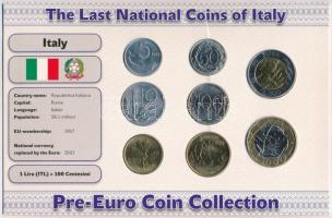 Olaszország 1992-1999. 5L - 1000L (8xklf) forgalmi szett Olaszország utolsó nemzeti pénzei T:1-,2 Italy 1992-1999. 5 Lire - 1000 Lire (8xdiff) coin set The Last National Coins of Italy C:AU,XF
